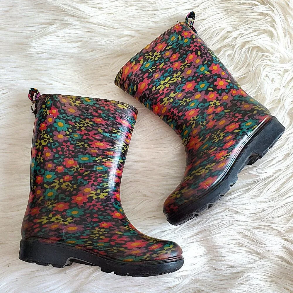Capelli Of New York Floral Kids Rain Boots Size 10/11